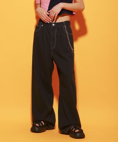 PAGEBOY（ページボーイ）の「タックワイドパンツ（パンツ・レディース・ブラック09/グリーン77・M/L）」の6枚目の写真