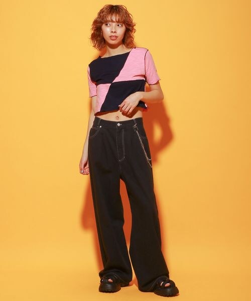 PAGEBOY（ページボーイ）の「タックワイドパンツ（パンツ・レディース・ブラック09/グリーン77・M/L）」の3枚目の写真