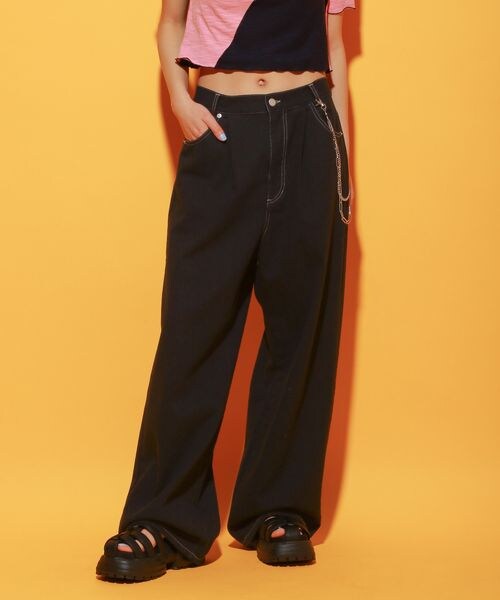 PAGEBOY（ページボーイ）の「タックワイドパンツ（パンツ・レディース・ブラック09/グリーン77・M/L）」の5枚目の写真