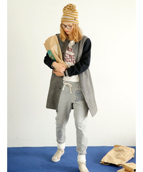 Ungrid（アングリッド）の「《andGIRL/ sweet10月号掲載》 【Men’s Like】Champion スウェットPT（パンツ・レディース・オフホワイト/グレー・F）」の3枚目の写真