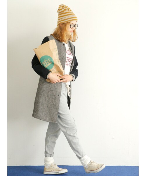 Ungrid（アングリッド）の「《andGIRL/ sweet10月号掲載》 【Men’s Like】Champion スウェットPT（パンツ・レディース・オフホワイト/グレー・F）」の5枚目の写真