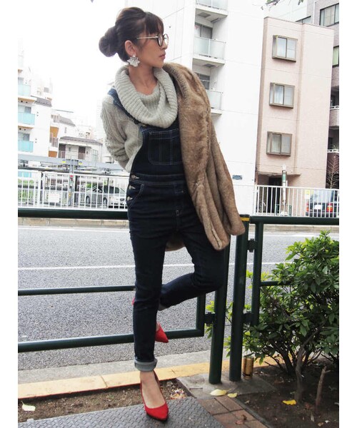 Ungrid（アングリッド）の「《sweet11月号 吉川ひなのｻﾝ着用》【Casual】デニムストスリサロペット（オールインワン・サロペット・レディース・ホワイト/インディゴ・S/M）」の3枚目の写真