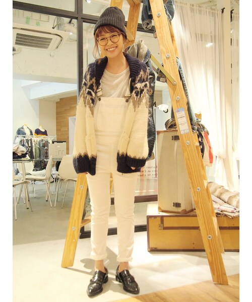 Ungrid（アングリッド）の「《sweet11月号 吉川ひなのｻﾝ着用》【Casual】デニムストスリサロペット（オールインワン・サロペット・レディース・ホワイト/インディゴ・S/M）」の4枚目の写真