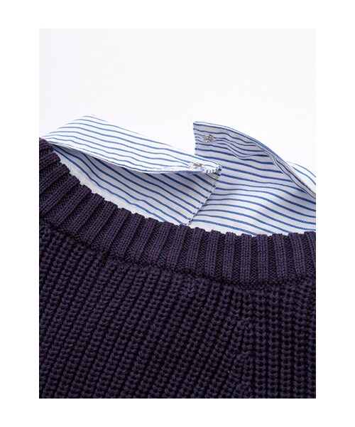 w closet（ダブルクローゼット）の「片畦編みベスト×切替シャツ衿プルオーバー（トップス・レディース・ベージュ×オフホワイト/イエロー×オフホワイト/ネイビー×ブルーストライプ・FREE）」の10枚目の写真