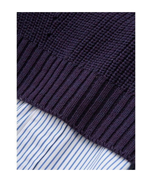 w closet（ダブルクローゼット）の「片畦編みベスト×切替シャツ衿プルオーバー（トップス・レディース・ベージュ×オフホワイト/イエロー×オフホワイト/ネイビー×ブルーストライプ・FREE）」の9枚目の写真