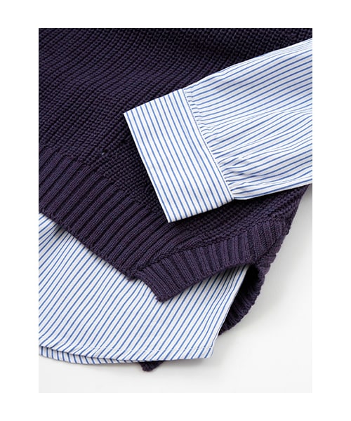 w closet（ダブルクローゼット）の「片畦編みベスト×切替シャツ衿プルオーバー（トップス・レディース・ベージュ×オフホワイト/イエロー×オフホワイト/ネイビー×ブルーストライプ・FREE）」の8枚目の写真