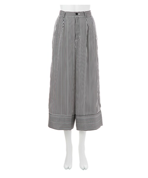 G.V.G.V.（ジーヴィージーヴィー）の「STRIPED SATIN PYJAMA PANTS（パンツ・レディース・BEIGE/WHITE・36/34）」の2枚目の写真