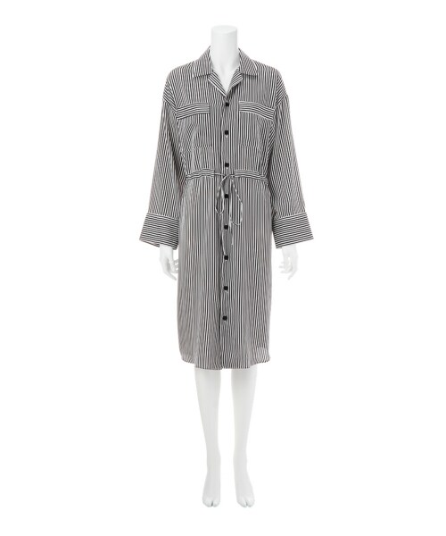 G.V.G.V.（ジーヴィージーヴィー）の「STRIPED SATIN PYJAMA SHIRT DRESS（ワンピース/ドレス・レディース・WHITE・34/36）」の2枚目の写真