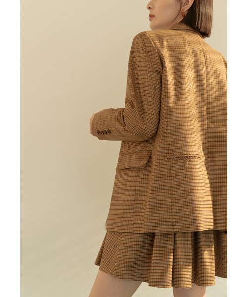 Marjorie（マージョリー）の「經典翻領雙釦格紋西裝外套（ジャケット/アウター・レディース・咖格）」の6枚目の写真