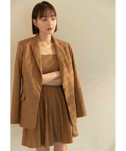 Marjorie（マージョリー）の「經典翻領雙釦格紋西裝外套（ジャケット/アウター・レディース・咖格）」の4枚目の写真