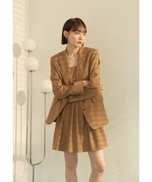 Marjorie | 經典翻領雙釦格紋西裝外套