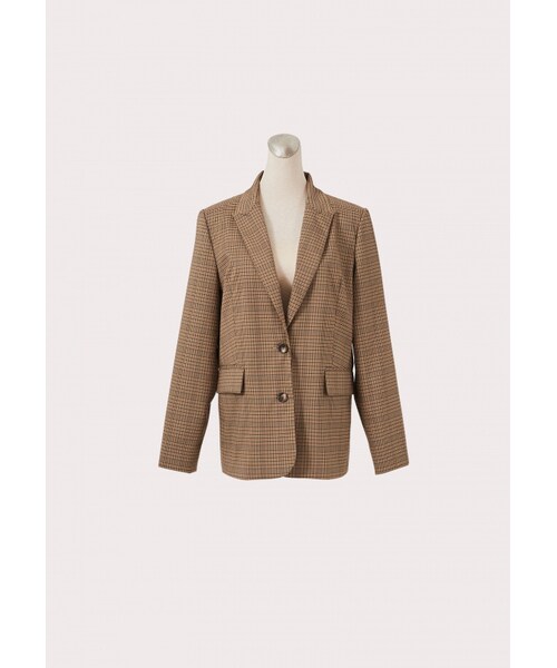 Marjorie（マージョリー）の「經典翻領雙釦格紋西裝外套（ジャケット/アウター・レディース・咖格）」の7枚目の写真