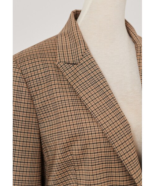 Marjorie（マージョリー）の「經典翻領雙釦格紋西裝外套（ジャケット/アウター・レディース・咖格）」の9枚目の写真