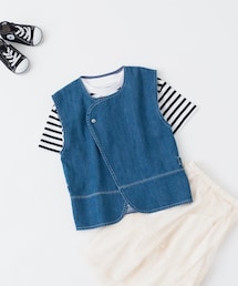 CIAOPANIC TYPY（チャオパニックティピー）の「【KIDS】ノーカラーデニムベスト（ジャケット/アウター・キッズ）」