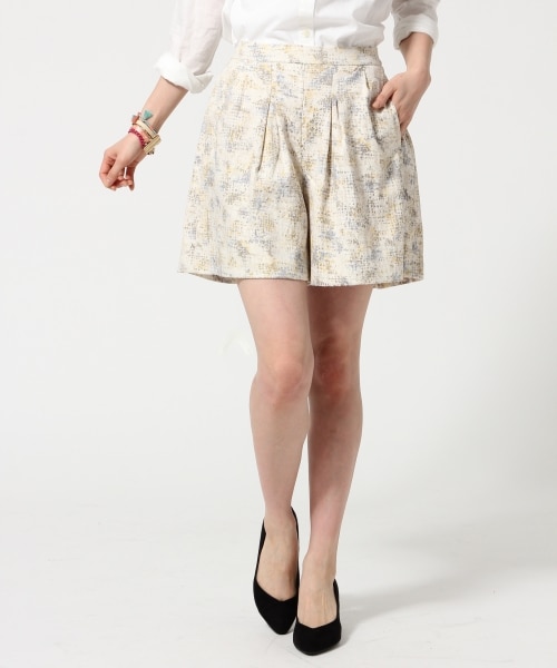 GLOBAL WORK(グローバルワーク)の「フレアーキュロット(パンツ・レディース・ホワイト(ストライプ)10/イエロー(ガラ)60/ネイビー(ガラ)80・M/L)」の3枚目の写真