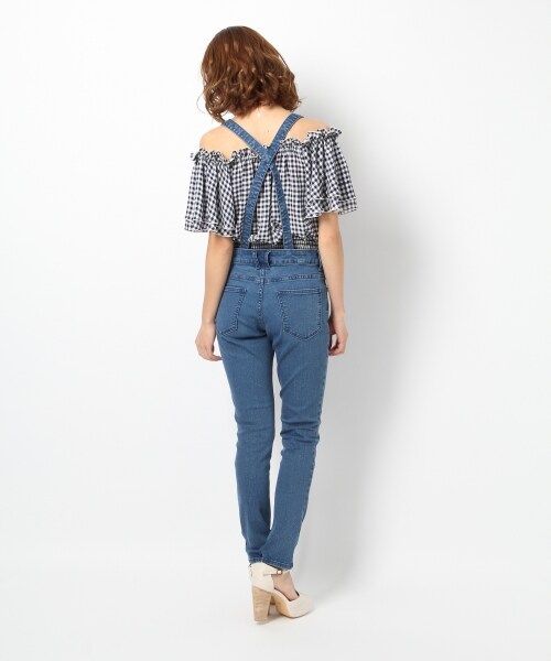 Heather（ヘザー）の「【先行予約】ＳＳサロペットスキニー（パンツ・レディース・ホワイト08/ブルー85・Ｓ/Ｍ）」の4枚目の写真