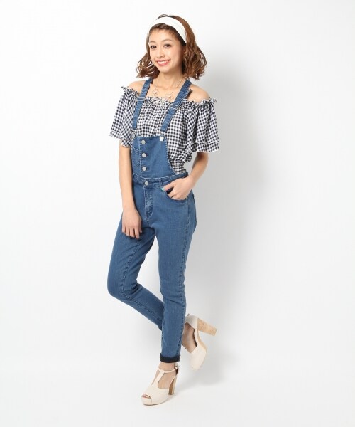 Heather（ヘザー）の「【先行予約】ＳＳサロペットスキニー（パンツ・レディース・ホワイト08/ブルー85・Ｓ/Ｍ）」の2枚目の写真