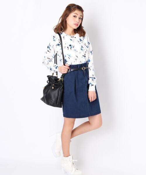 Heather（ヘザー）の「SSベルトツキコクーンスカート（スカート・レディース・ホワイト/ギンガムチェック/デニム・Ｓ/Ｍ）」の10枚目の写真