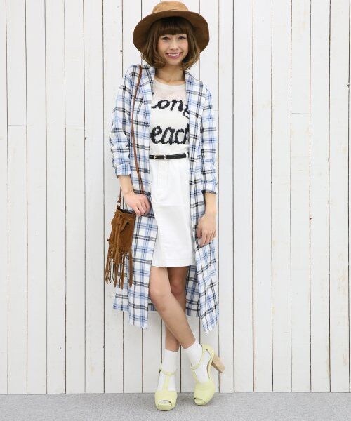 Heather（ヘザー）の「SSベルトツキコクーンスカート（スカート・レディース・ホワイト/ギンガムチェック/デニム・Ｓ/Ｍ）」の12枚目の写真