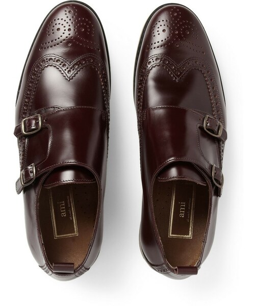Ami,AMI Leather Double Monk-Strap 