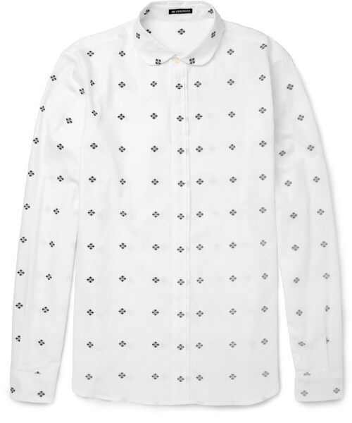 Ann DEMEULEMEESTER(アンドゥムルメステール)の「Ann Demeulemeester Printed Cotton Shirt(シャツ/ブラウス・メンズ・White・M/XL/L)」の1枚目の写真