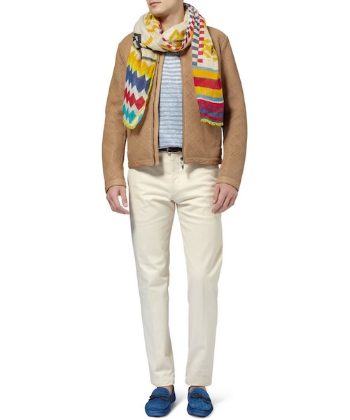 エトロ　シルク　ジャケット　40 ETRO（エトロ）の「Etro Woven-Leather Silk-Lined Bomber