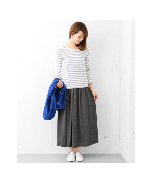 URBAN RESEARCH DOORS（アーバンリサーチドアーズ）の「カットソーギャザーロングスカート（スカート・レディース・NAVY/L.GRAY/CHARCOAL・one）」の10枚目の写真