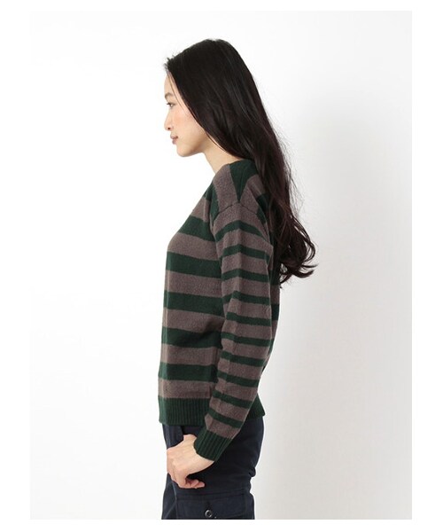 SEVENDAYS=SUNDAY（セブンデイズサンデイ）の「・アクリルナイロン ボートネックプルオーバー（ニット・セーター・レディース・チャコールグレー/グリーン・M/L）」の4枚目の写真