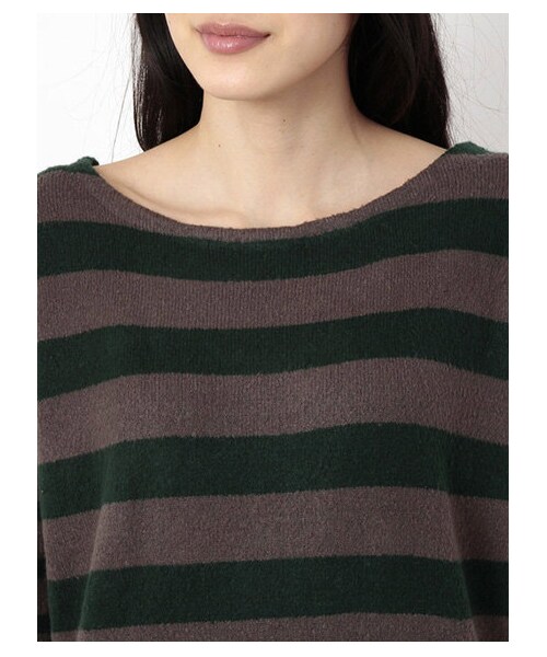 SEVENDAYS=SUNDAY（セブンデイズサンデイ）の「・アクリルナイロン ボートネックプルオーバー（ニット・セーター・レディース・チャコールグレー/グリーン・M/L）」の6枚目の写真