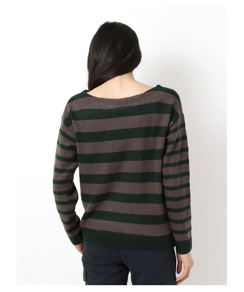 SEVENDAYS=SUNDAY（セブンデイズサンデイ）の「・アクリルナイロン ボートネックプルオーバー（ニット・セーター・レディース・チャコールグレー/グリーン・M/L）」の5枚目の写真