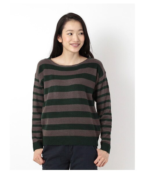 SEVENDAYS=SUNDAY（セブンデイズサンデイ）の「・アクリルナイロン ボートネックプルオーバー（ニット・セーター・レディース・チャコールグレー/グリーン・M/L）」の3枚目の写真