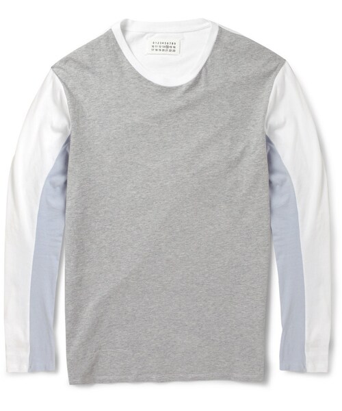 Maison Margiela(メゾンマルジェラ)の「Maison Martin Margiela Panelled Cotton-Jersey T-Shirt(Tシャツ/カットソー・メンズ・Gray・IT 46/IT 50/IT 54/IT 48)」の1枚目の写真