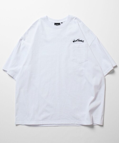 WILD THINGS（ワイルドシングス）の「別注 バックアーチロゴ ワンポイント刺繍 クルーネックTシャツ/ポケT【限定展開】（その他・ホワイト/グレー/ブラック/ベージュ/グリーン・S）」の8枚目の写真