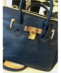 極美品✨ノーブランド　ハンドバッグ　南京錠　シボ　ブラック　2way 20150125214242860_215.jpg