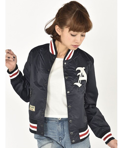 AVIREX（アヴィレックス）の「DS AVI-L NYLON AWARD（ジャケット/アウター・レディース・RED/NAVY・S/M）」の2枚目の写真