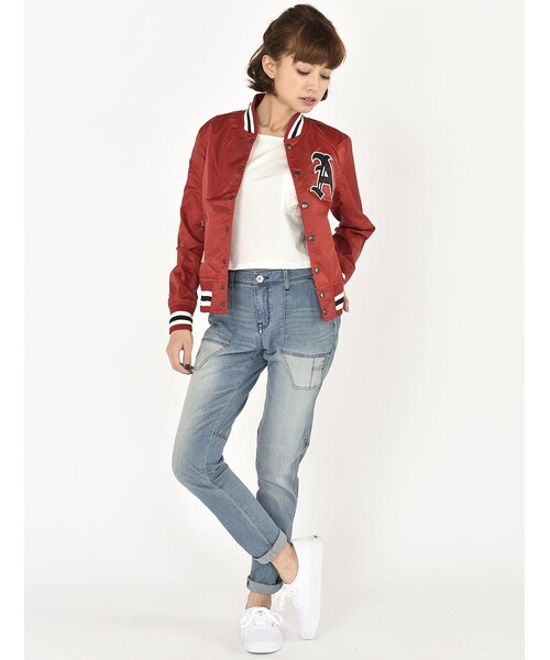 AVIREX（アヴィレックス）の「DS AVI-L NYLON AWARD（ジャケット/アウター・レディース・RED/NAVY・S/M）」の20枚目の写真