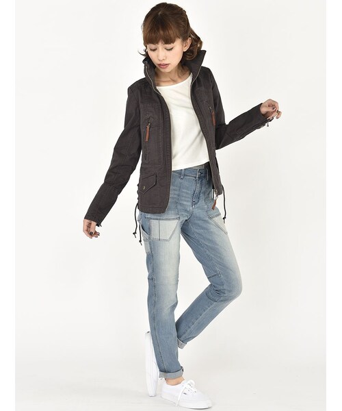 AVIREX（アヴィレックス）の「LACE UP MIL.ZIP JKT（ジャケット/アウター・レディース・CHARCOL/MUSTERD/SAGE・S/M）」の11枚目の写真