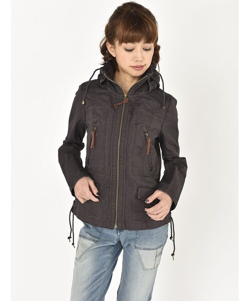 AVIREX（アヴィレックス）の「LACE UP MIL.ZIP JKT（ジャケット/アウター・レディース・CHARCOL/MUSTERD/SAGE・S/M）」の10枚目の写真