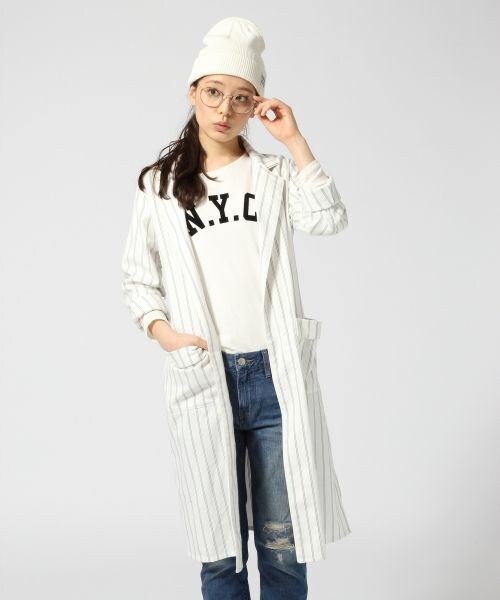 LOWRYS FARM(ローリーズファーム)の「ガウンコート(ジャケット/アウター・レディース・オフ×ブラック/ネイビー×オフ/ネイビー・M/L)」の1枚目の写真