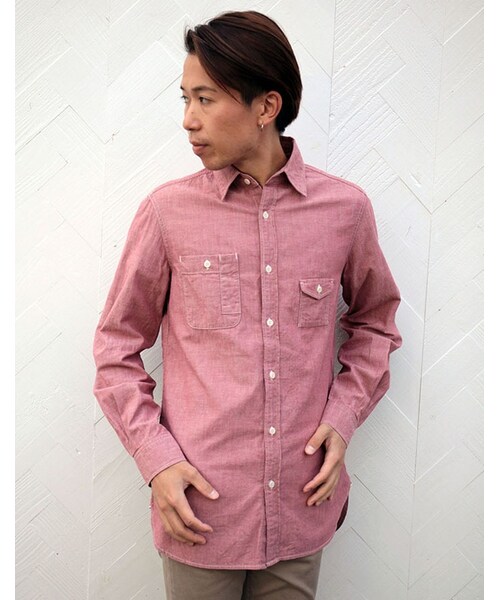 MR.OLIVE（ミスターオリーブ）の「MR.OLIVE 5OZ SALVAGE CHAMBRAY / LONG LENGTH WORK SHIRT（トップス・メンズ・ホワイト/インディゴ/レッド・S/M/L）」の3枚目の写真