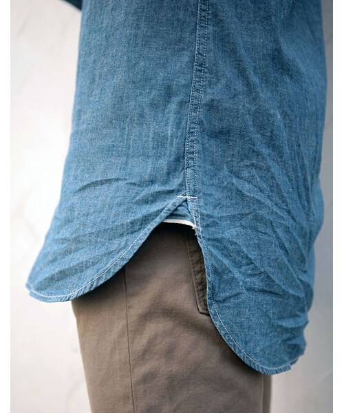 MR.OLIVE（ミスターオリーブ）の「MR.OLIVE 5OZ SALVAGE CHAMBRAY / LONG LENGTH WORK SHIRT（トップス・メンズ・ホワイト/インディゴ/レッド・S/M/L）」の12枚目の写真