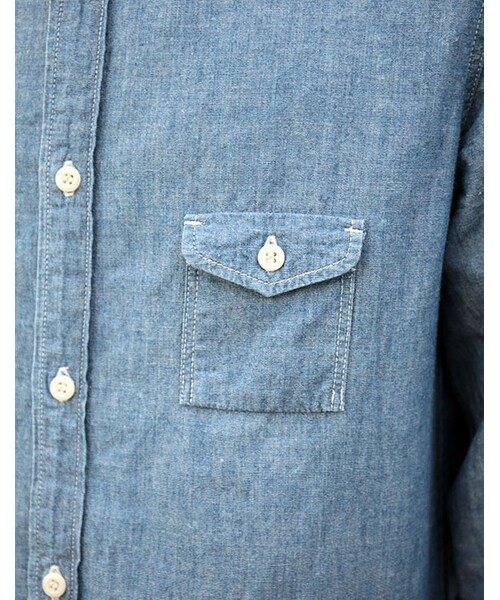 MR.OLIVE（ミスターオリーブ）の「MR.OLIVE 5OZ SALVAGE CHAMBRAY / LONG LENGTH WORK SHIRT（トップス・メンズ・ホワイト/インディゴ/レッド・S/M/L）」の10枚目の写真