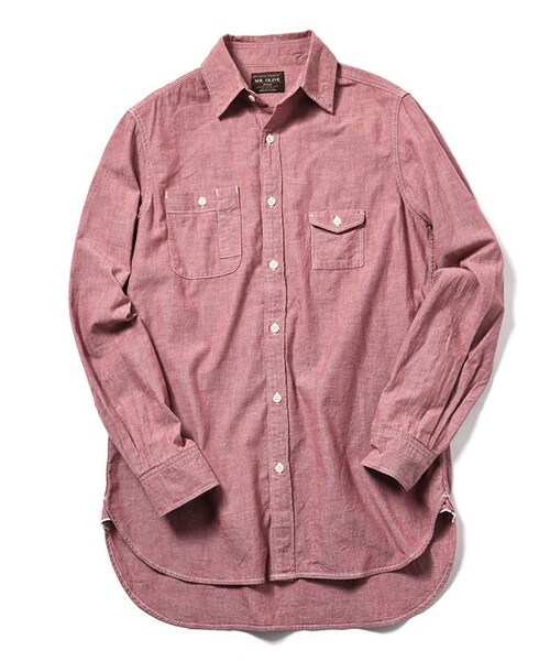 MR.OLIVE（ミスターオリーブ）の「MR.OLIVE 5OZ SALVAGE CHAMBRAY / LONG LENGTH WORK SHIRT（トップス・メンズ・ホワイト/インディゴ/レッド・S/M/L）」の6枚目の写真