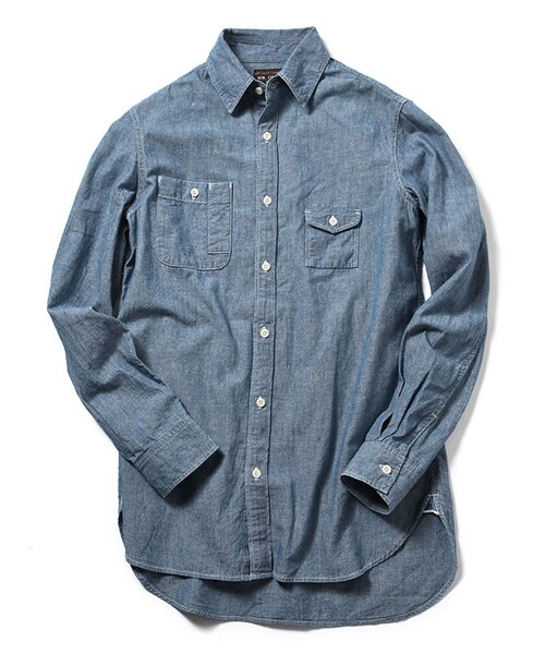 MR.OLIVE（ミスターオリーブ）の「MR.OLIVE 5OZ SALVAGE CHAMBRAY / LONG LENGTH WORK SHIRT（トップス・メンズ・ホワイト/インディゴ/レッド・S/M/L）」の4枚目の写真