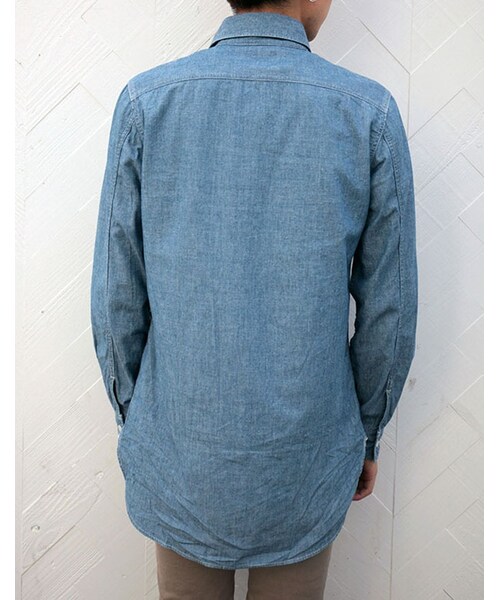 MR.OLIVE（ミスターオリーブ）の「MR.OLIVE 5OZ SALVAGE CHAMBRAY / LONG LENGTH WORK SHIRT（トップス・メンズ・ホワイト/インディゴ/レッド・S/M/L）」の9枚目の写真