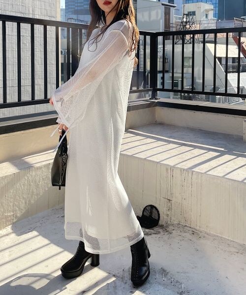 PAGEBOY（ページボーイ）の「メッシュSETワンピース（ワンピース/ドレス・レディース・オフホワイト05/ブラック09/チャコール18・F）」の3枚目の写真