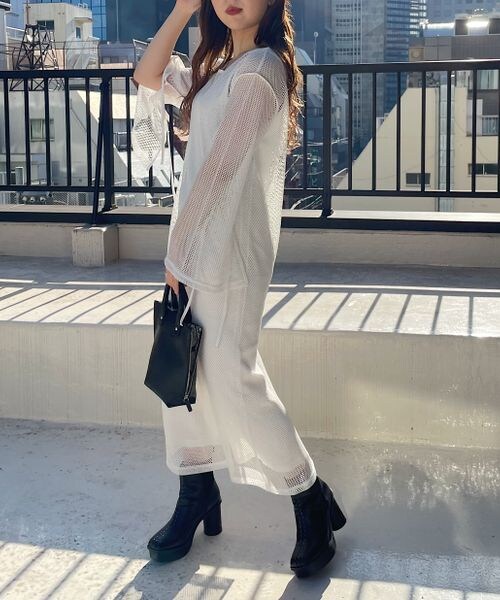 PAGEBOY（ページボーイ）の「メッシュSETワンピース（ワンピース/ドレス・レディース・オフホワイト05/ブラック09/チャコール18・F）」の6枚目の写真