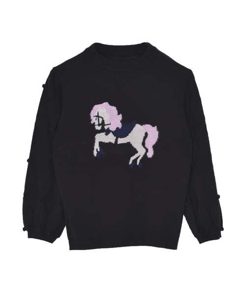 merry jenny（メリージェニー）の「H/Gメリーゴーラウンドハイネックニット（トップス・レディース・オフホワイト/ブラック/ピンク/アイスブルー・F）」の2枚目の写真