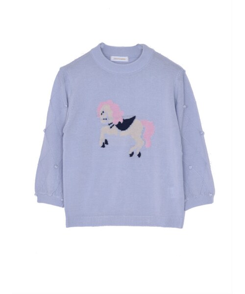 merry jenny（メリージェニー）の「H/Gメリーゴーラウンドハイネックニット（トップス・レディース・オフホワイト/ブラック/ピンク/アイスブルー・F）」の3枚目の写真