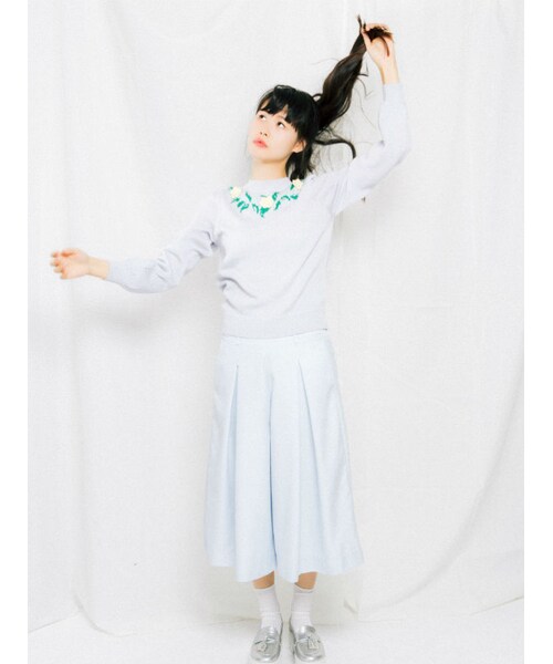 merry jenny(メリージェニー)の「タフタタックワイドパンツ(パンツ・レディース・アイボリー/アイスブルー/ネイビー・S/M)」の4枚目の写真